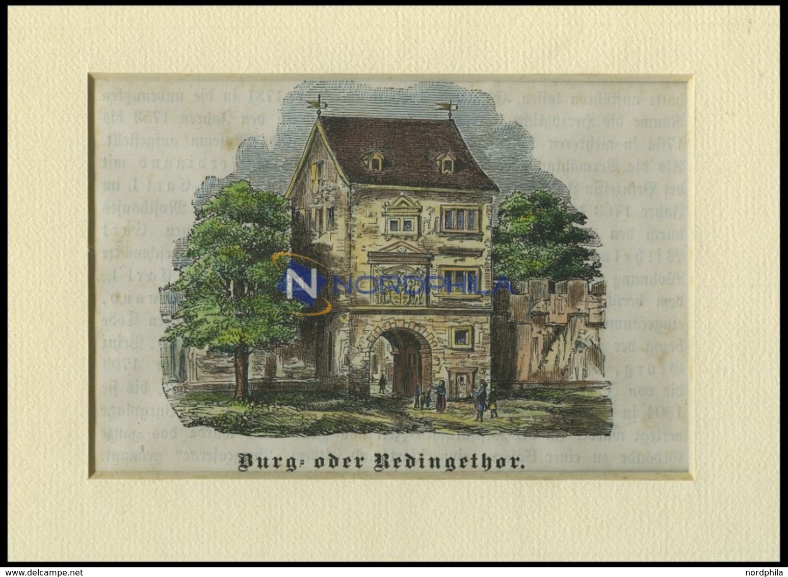 BRAUNSCHWEIG: Das Redingethor, Kolorierter Holzstich Auf Vaterländische Geschichten Von Görges 1843/4 - Lithographien