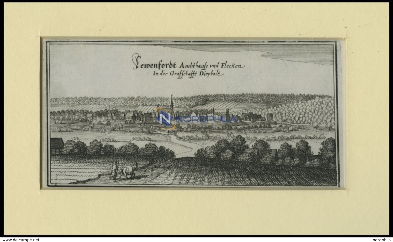 LEMFÖRDE, Gesamtansicht, Kupferstich Von Merian Um 1645 - Litografia
