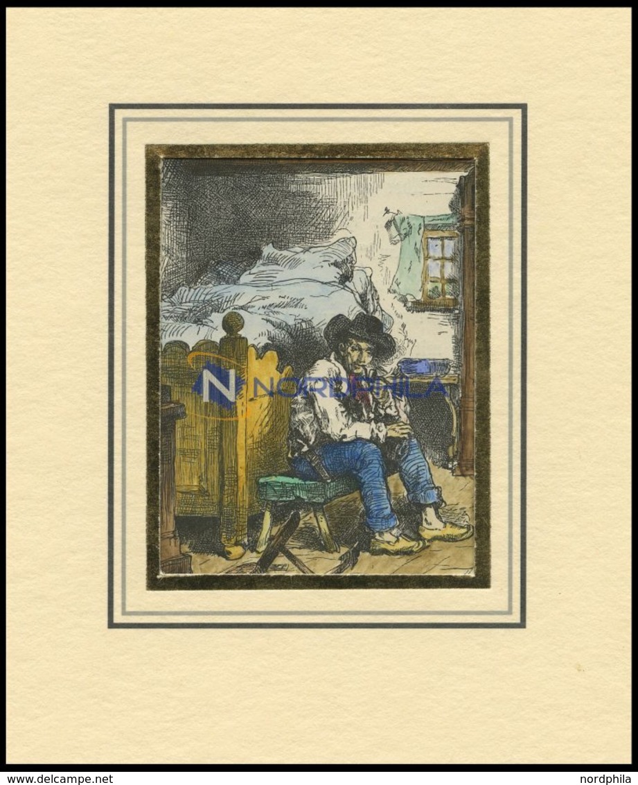 LÜBECK: Ein Schiffer In Seiner Stube, Kol. Holzstich Von Kühl Von 1881 - Lithographien