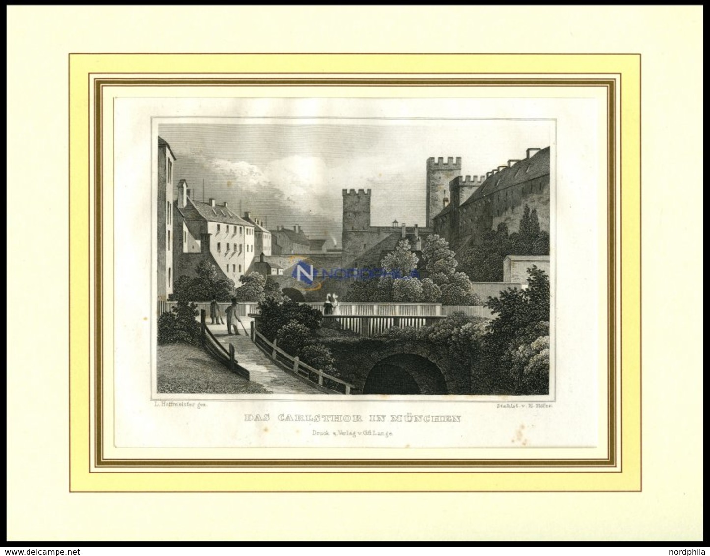 MÜNCHEN: Das Carlstor, Stahlstich Von Hoffmeister/Höfer, 1840 - Lithographien