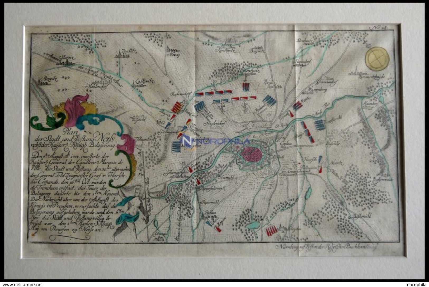 NEISSE, Festungsplan Der Belagerung Vom 4.8.1758, Altkolorierter - Lithographien
