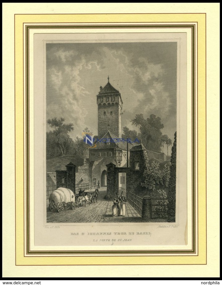 BASEL: Das St. Johannes Tor, Stahlstich Von Höfle/Foltz Um 1840 - Litografia