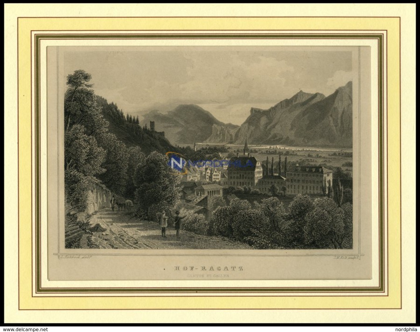 HOF-RAGATZ, Teilansicht, Stahlstich Von Rohbock/Kolb Um 1840 - Lithographies