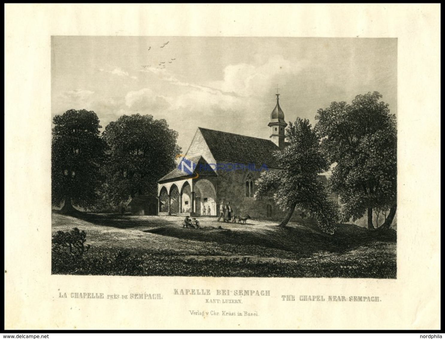 SEMPACH: Die Kapelle, Stahlstich Um 1840 - Litografia