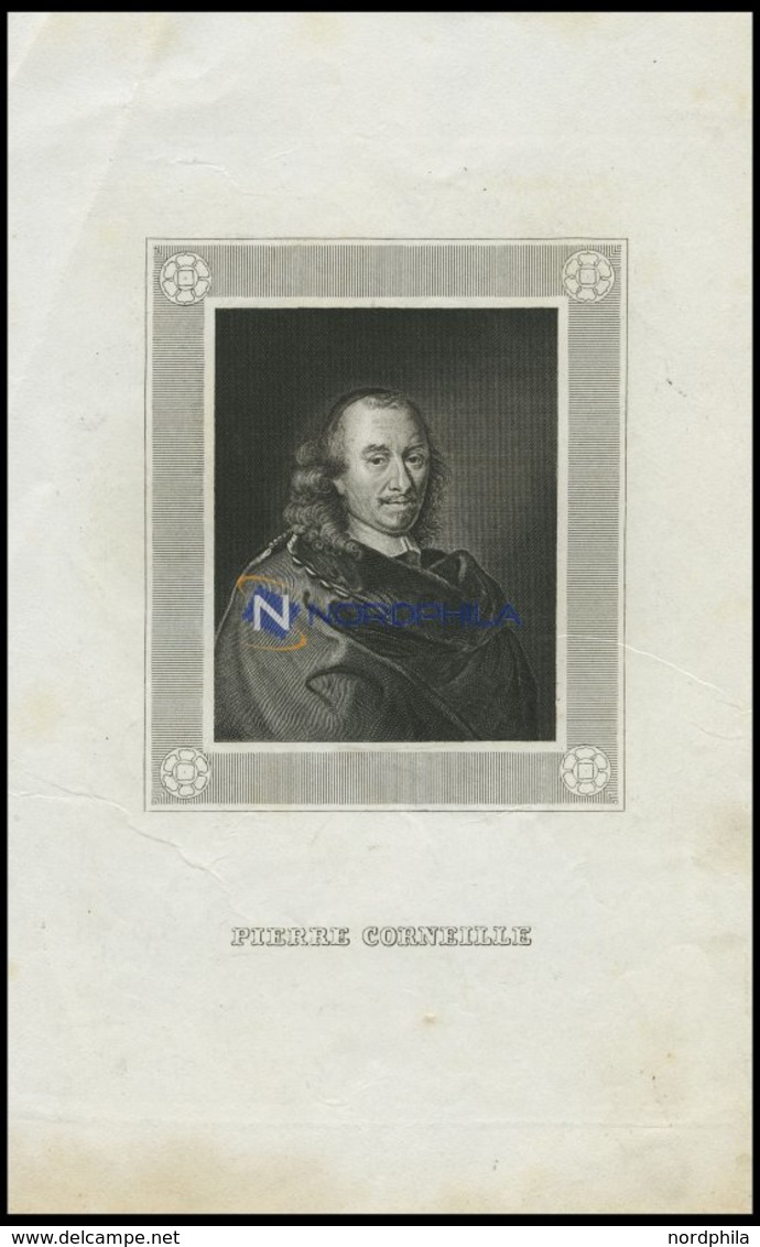 Pierre Corneille, Dramatiker Der Französischen Klassik, Stahlstich Um 1840 - Litografia