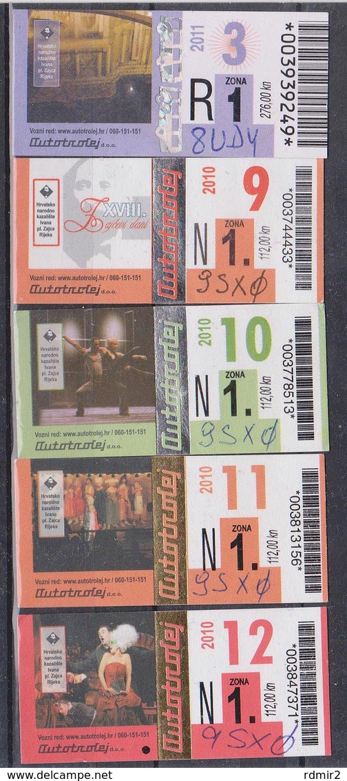 1350(5) RIJEKA Croatia- Croatie. Croacia. Croazia. Kroatien.- 4 Bus Tickets (2010-2011).. - Europa