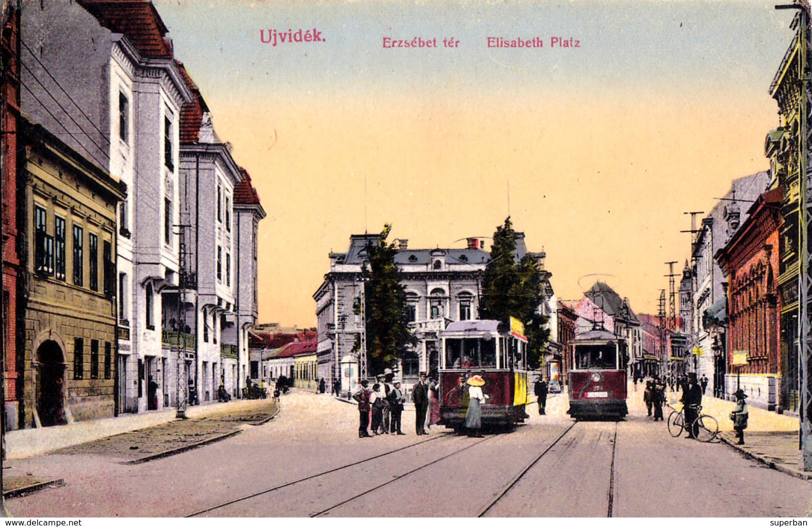 UJVIDÉK / NOVI SAD : ELISABETH PLATZ : ARRÊT Du TRAMWAY ÉLECTRIQUE / TRAM STATION ~ 1910 (aa553) - Serbie