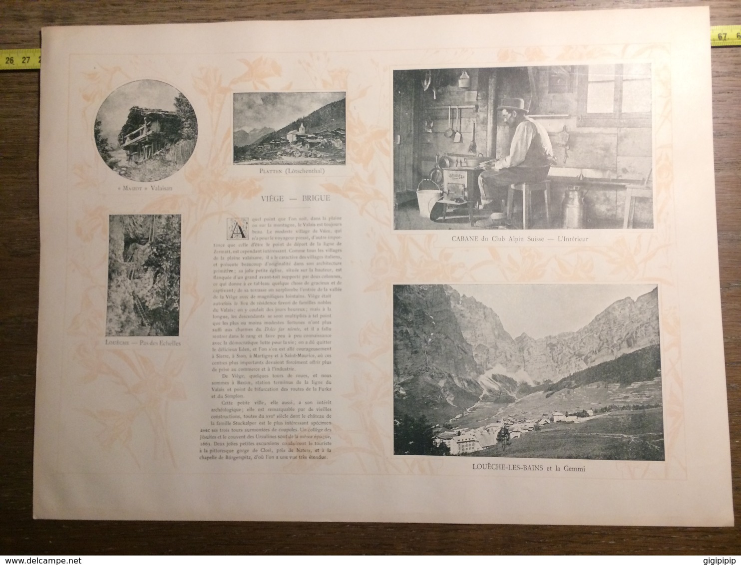 DOCUMENT SUISSE LE MONT ROSE VIEGE BRIGUE LOUECHE LES BAINS LA GEMMI - Collections