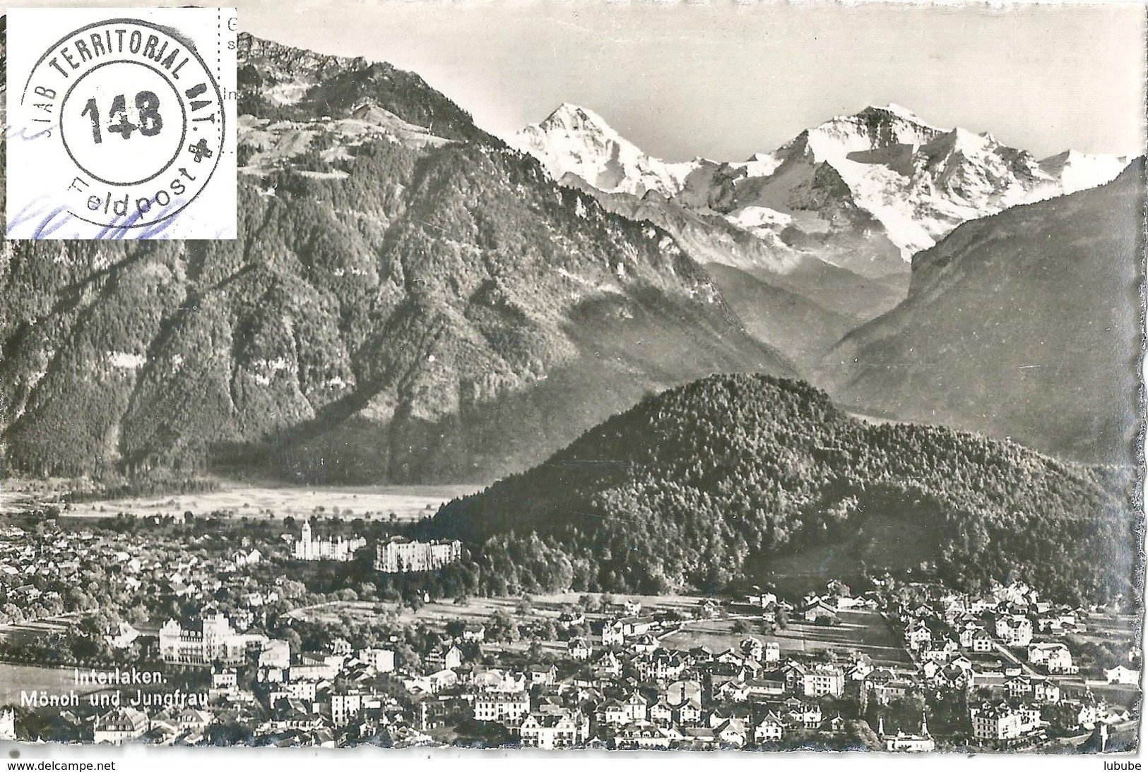 AK  "Interlaken - Mönch Jungfrau"  (Feldpost)         1942 - Abstempelungen