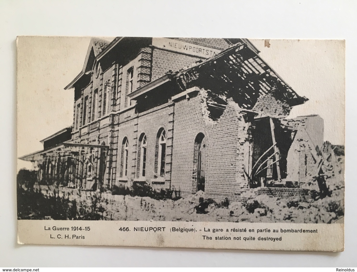 Ak Nieuwpoort Nieuport Belgie Belgique Treinstation La Gare Resiste Bombardement Trein Station Train Gare - Guerre 1914-18