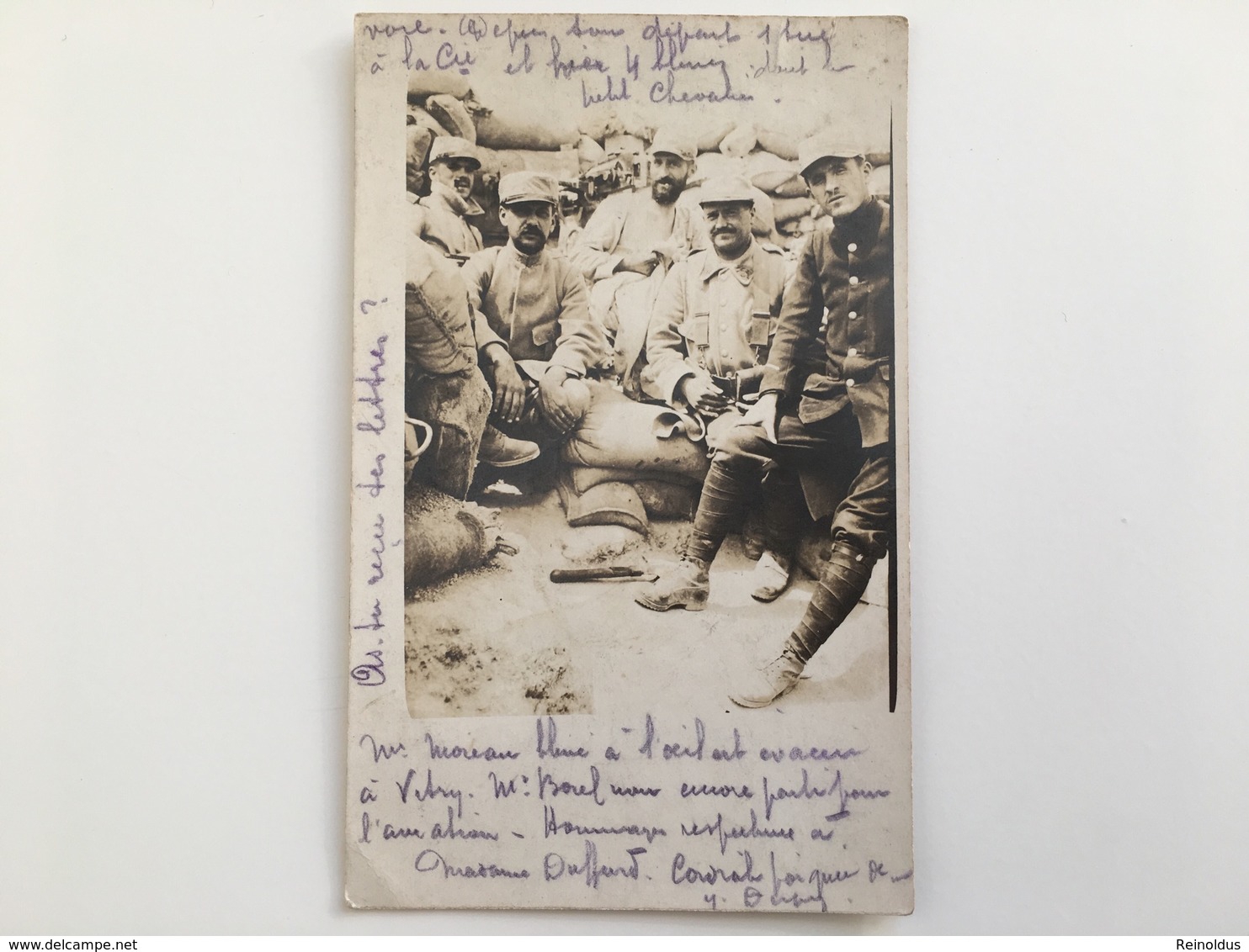 Foto Photo Ak Soldats Francaise Tranchee Mitraileur Post Uniform - Guerre 1914-18