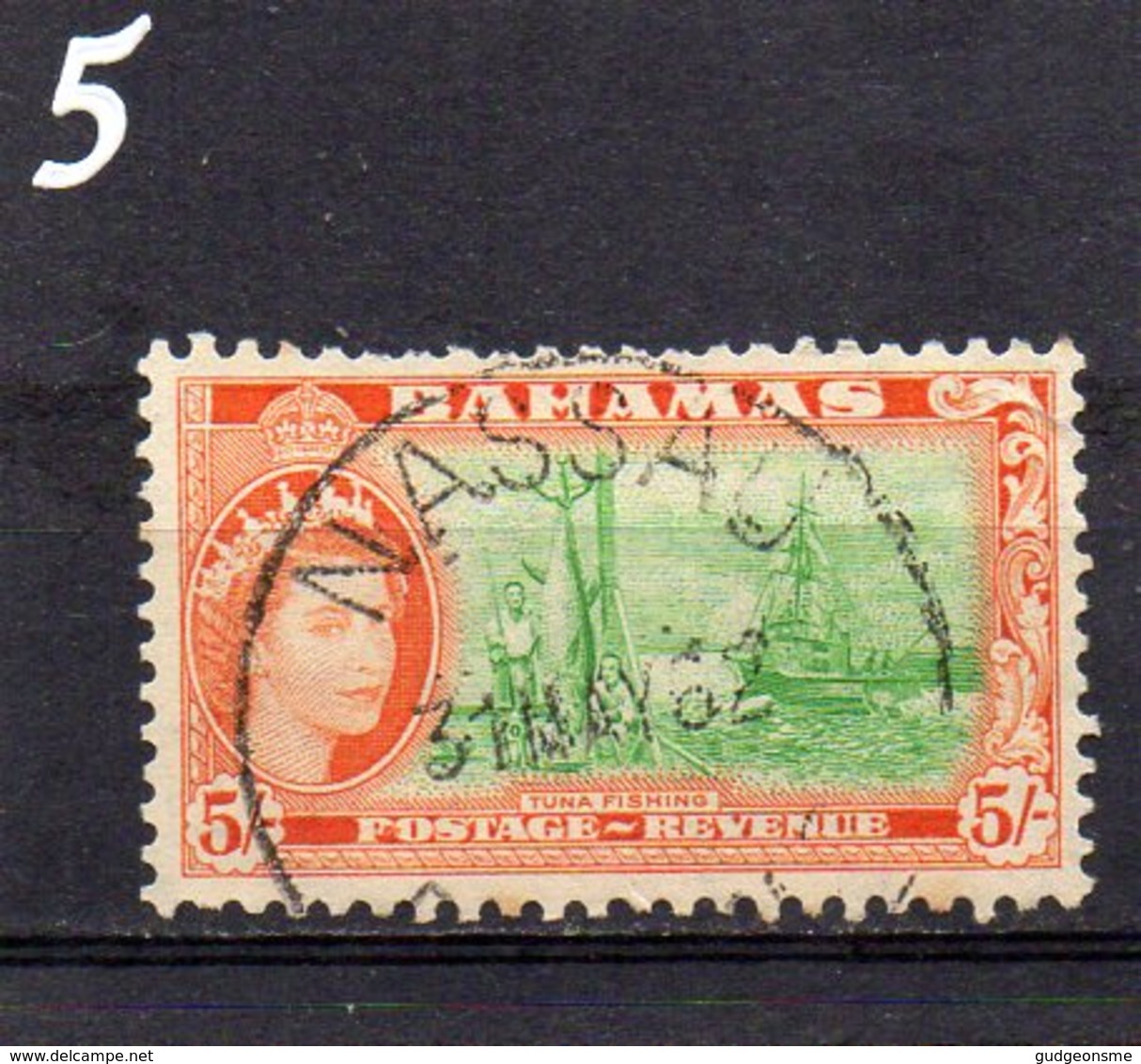 1954 Elizabeth Issue 5/- Used - 1859-1963 Crown Colony