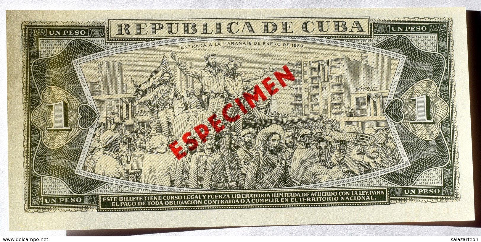 Impecable Billete SPECIMEN Cuba 1979, Un Peso, Gem-UNC. Primros Años De Revolución. - Cuba