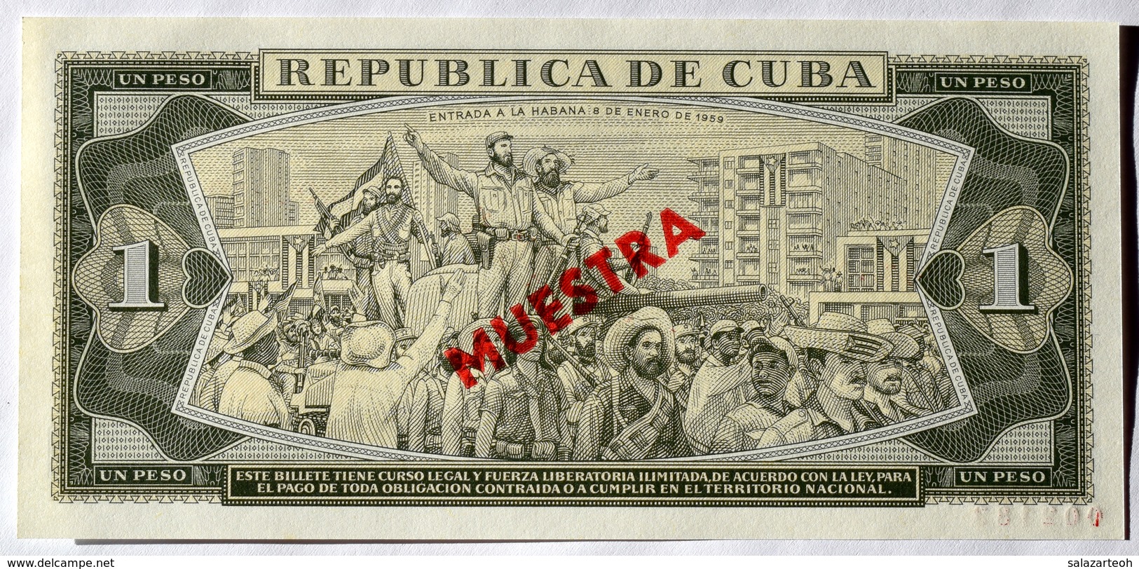 Cuba Billete MUESTRA (SPECIMEN) 1985, Un Peso, Gem-UNC. Impecable Condicion - Cuba