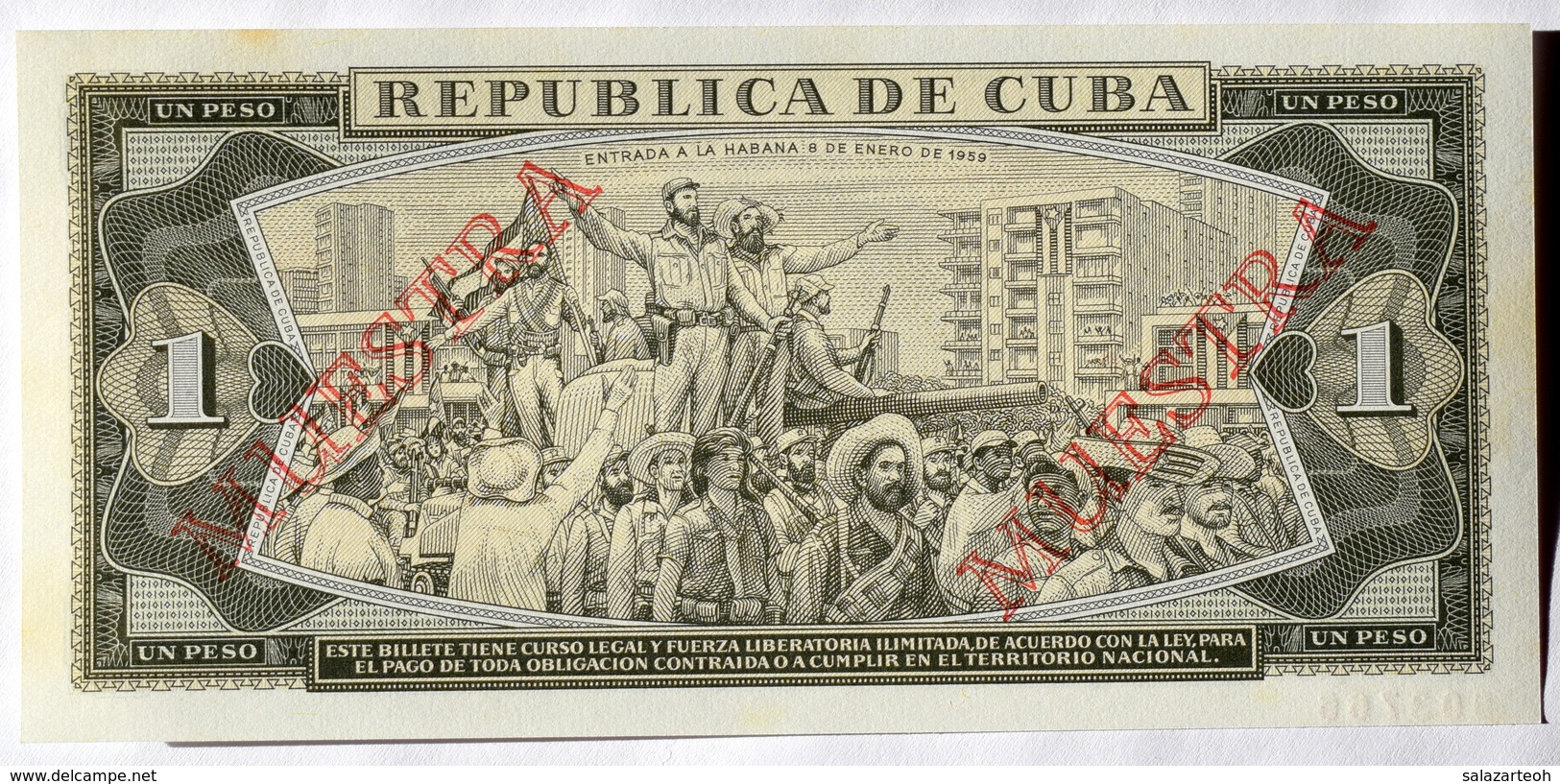 Billete MUESTRA (SPECIMEN) 1988 Cuba, Un Peso, Gem-UNC. Impecable Condicion - Cuba