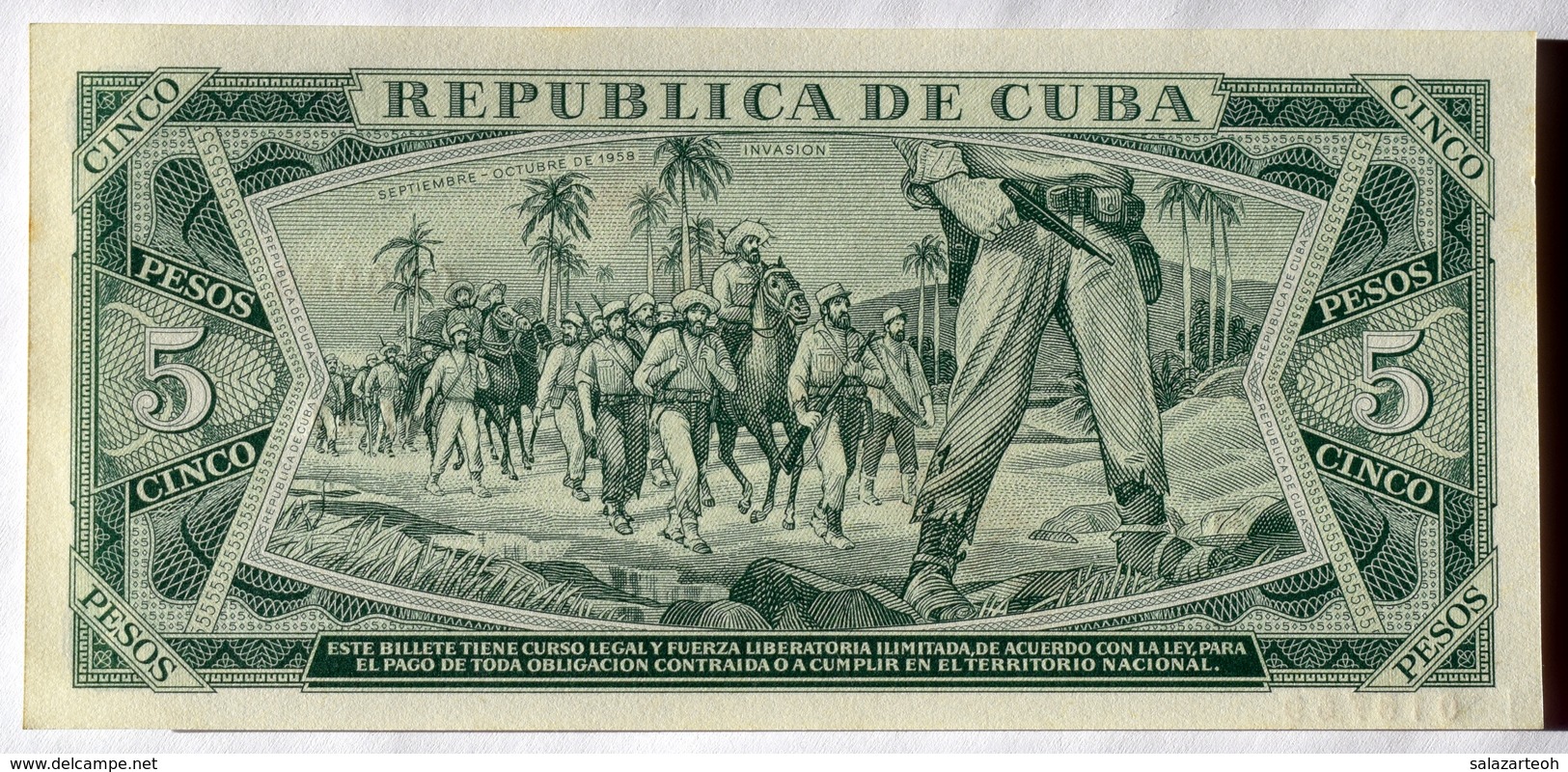 SPECIMEN 1967, Cuba, Billete De CINCO PESOS, Gem-UNC. Primera Decada De La Revolución. - Cuba
