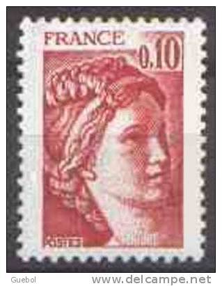 France N° 1965,a ** Sabine De Gandon - Variété Du 0.10fr Rouge Brun -> Gomme Tropicale - Neufs