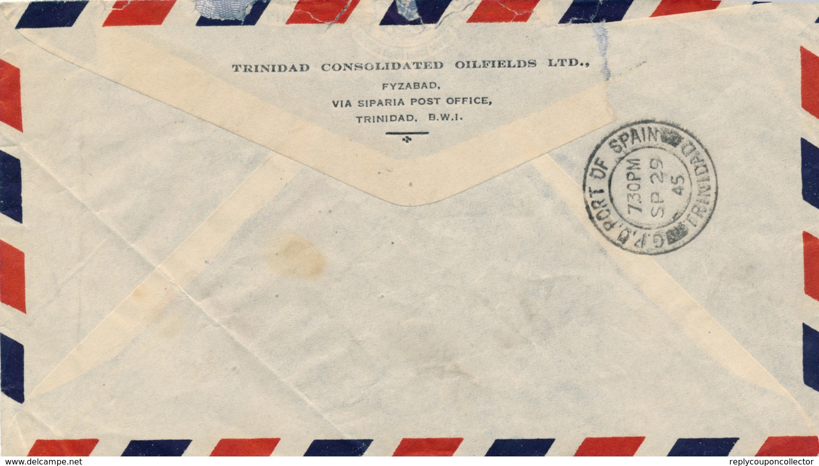 Trinidad & Tobago / SIPARIA  -  1945 , Brief Nach Glasgow / GB - Trinidad & Tobago (1962-...)