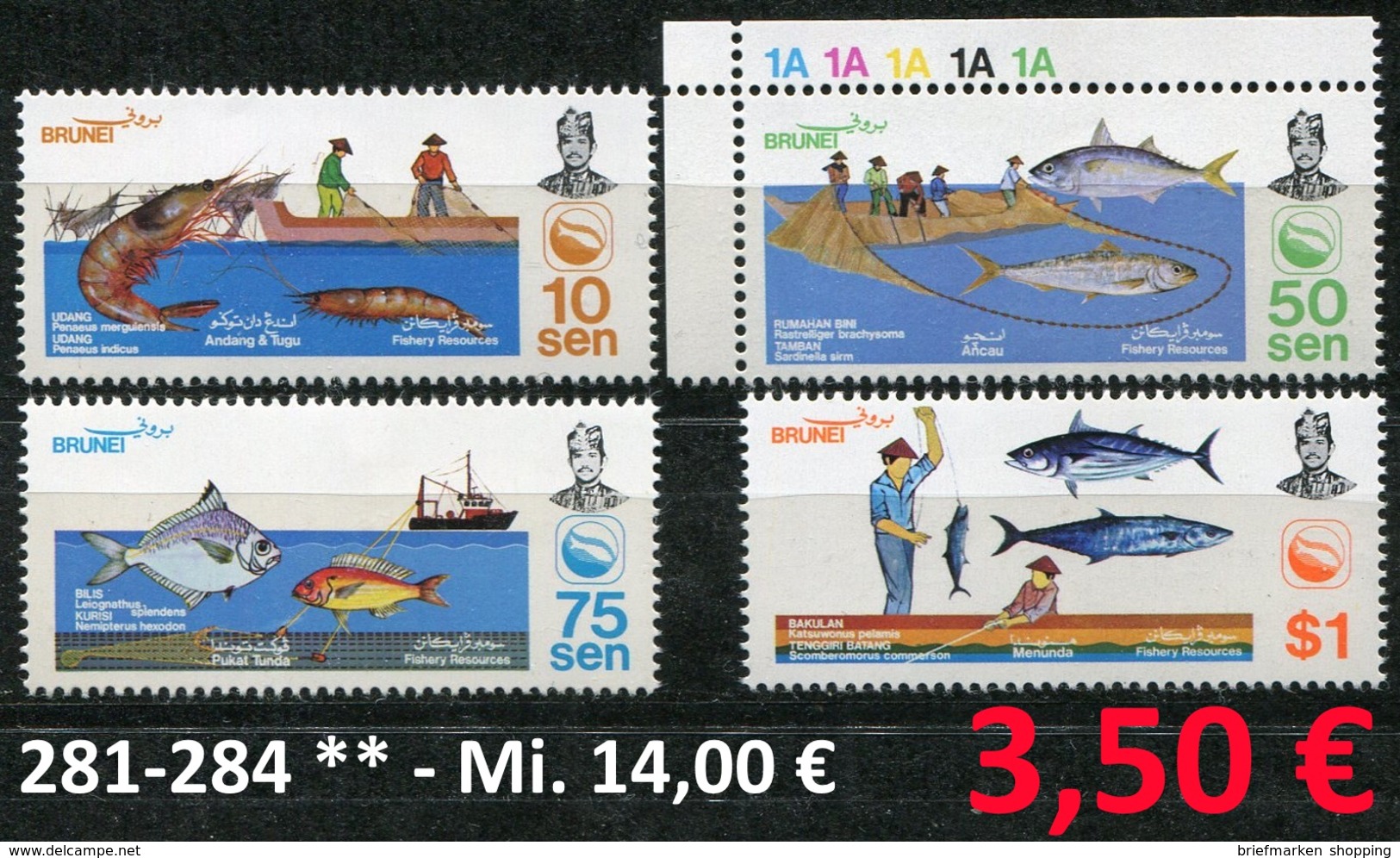 Brunei - Michel 281-284  - ** Mnh Neuf Postfris - Fischerei - Fishing - Brunei (...-1984)