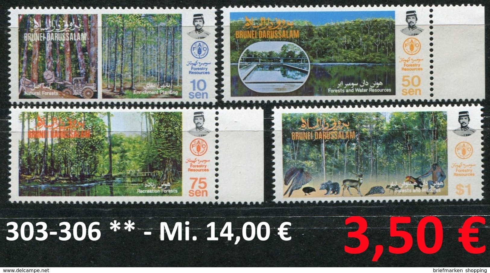 Brunei - Michel 303-306  - ** Mnh Neuf Postfris - Wälder - Forest Resources - Brunei (1984-...)