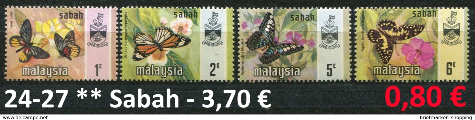 Malaysia - Sabah - Michel 24-27 - ** Mnh Neuf Postfris - Schmetterlinge Butterflies Papillons - Malaysia (1964-...)