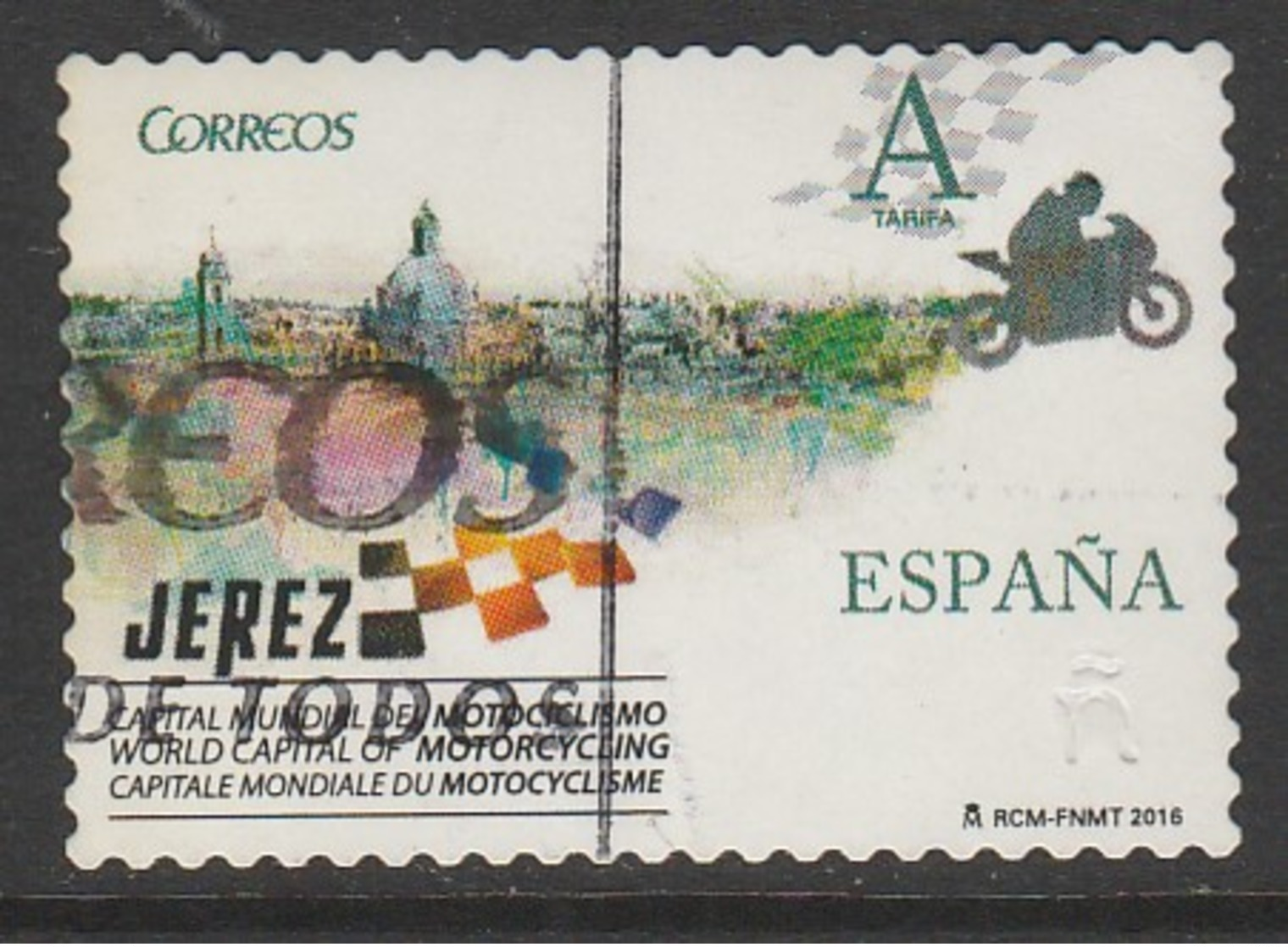 Spain 2016 Jeraz - World Motorcycling Capital 2015-2017 A  Multicoloured SW 5067 O Used - Used Stamps