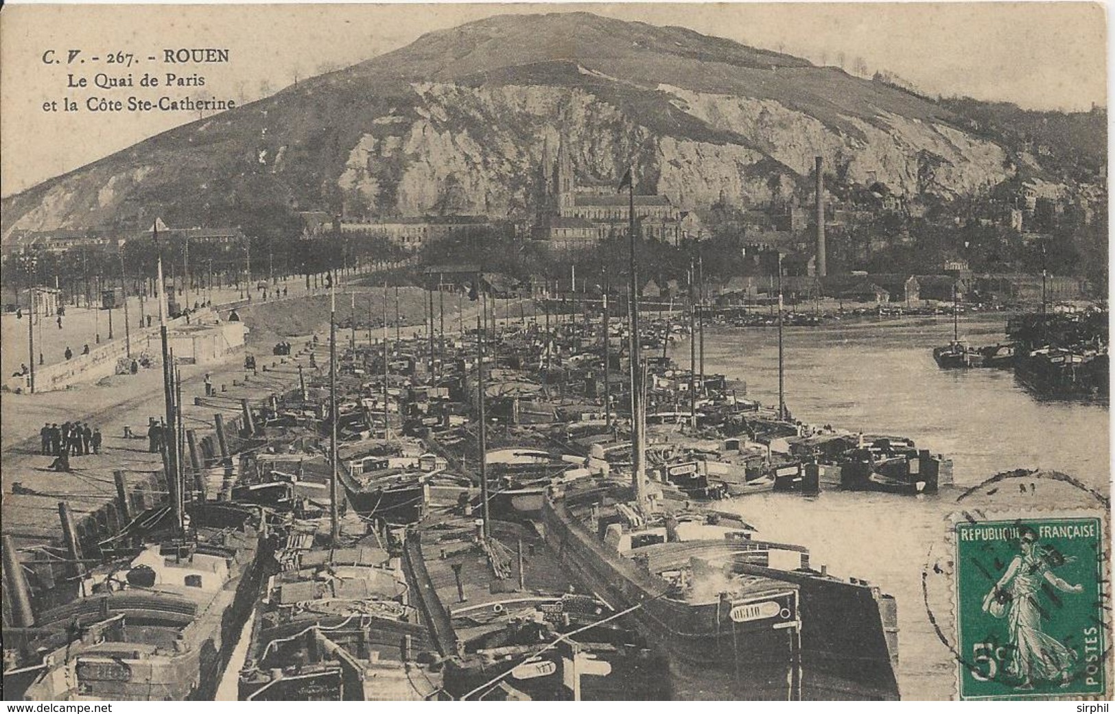 Carte Postale Ancienne De Rouen Le Quai De Paris Et La Cote Ste Catherine - Rouen