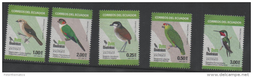 ECUADOR ,2015, MNH,BIRDS, PARROTS, HUMMING BIRDS, 5v - Other & Unclassified