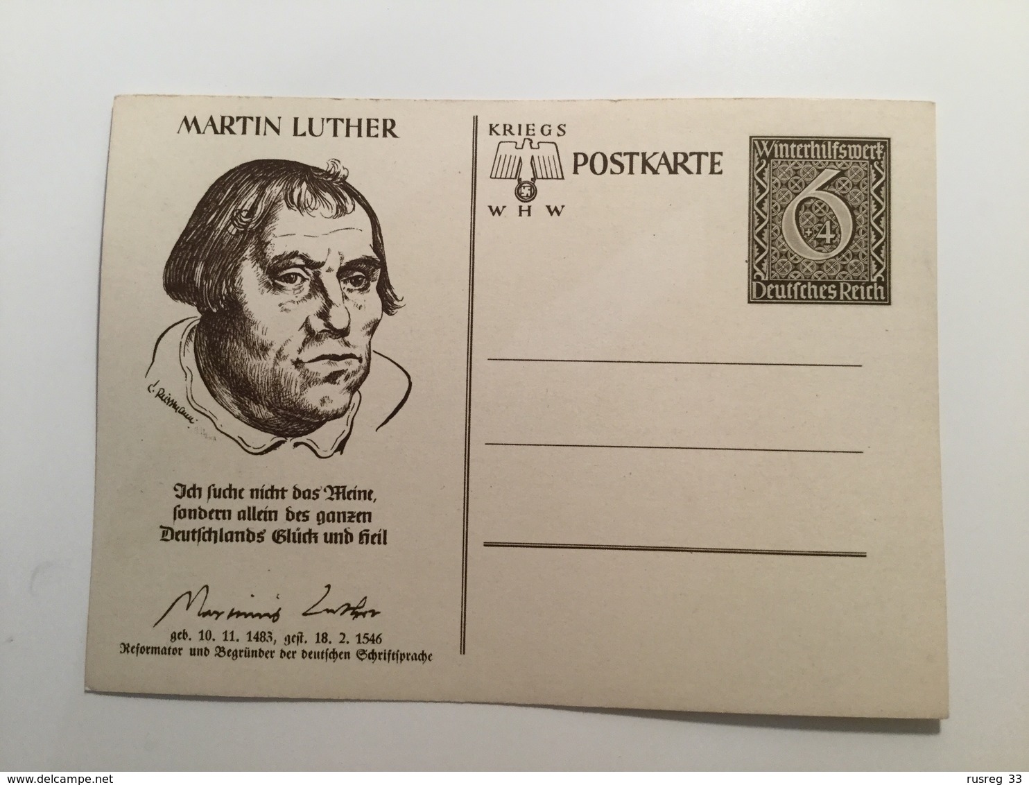 FL2853 Deutsches Reich Ganzsache Stationery Entier Postal P 285/02 Martin Luther - Sonstige & Ohne Zuordnung