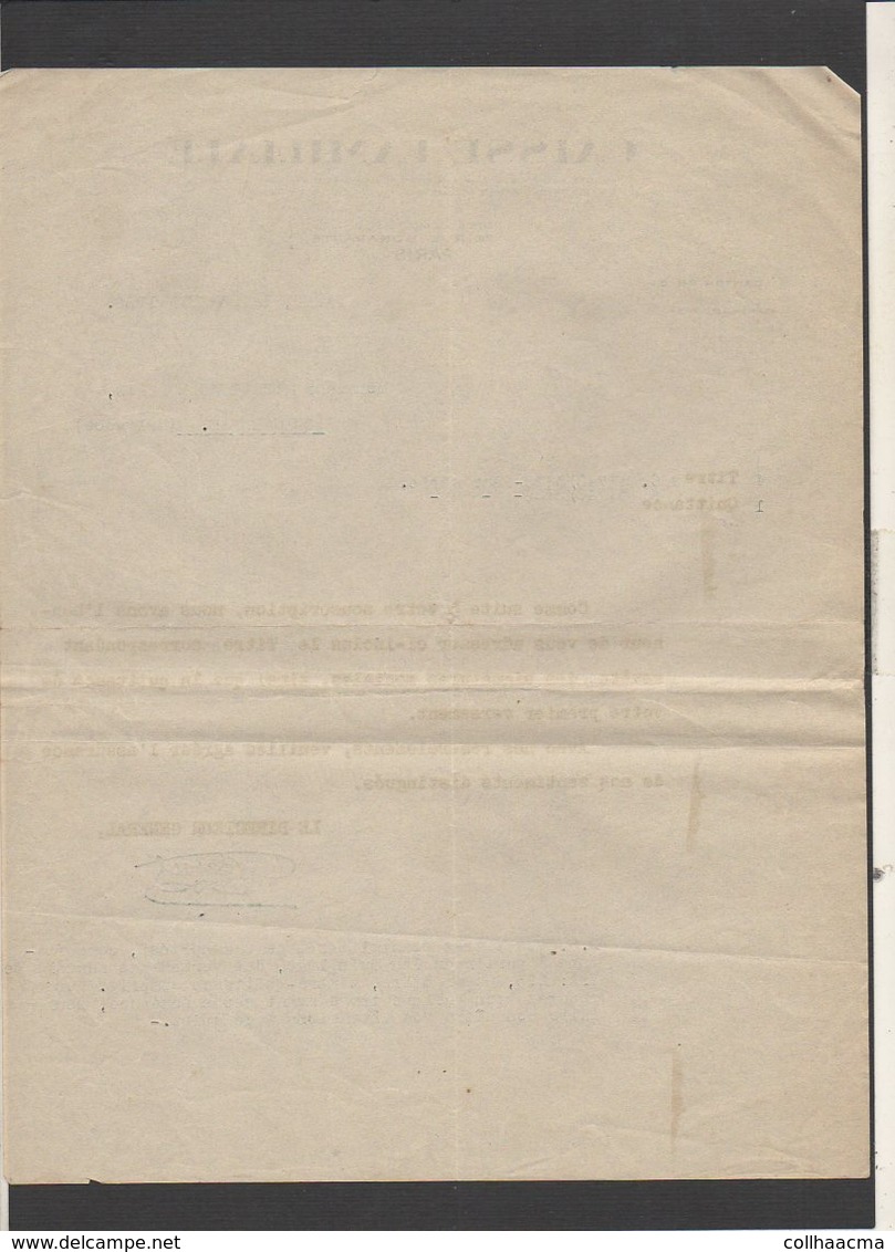 Action : Société  de Capitalisation " Caisse Familiale" Siège Social à Paris  Titre de 10.000 Francs 1938 + courrier