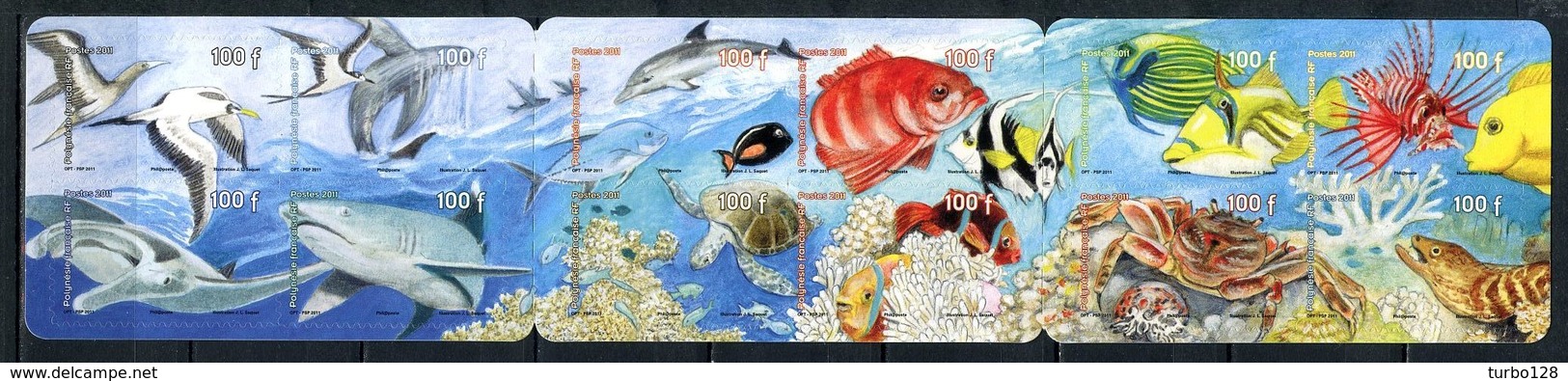 POLYNESIE 2012 Carnet N° C960 ** ( 960/971 ) Neuf MNH Superbe Faune Marine Oiseaux Poissons Tortues Crustacés Requin - Unused Stamps