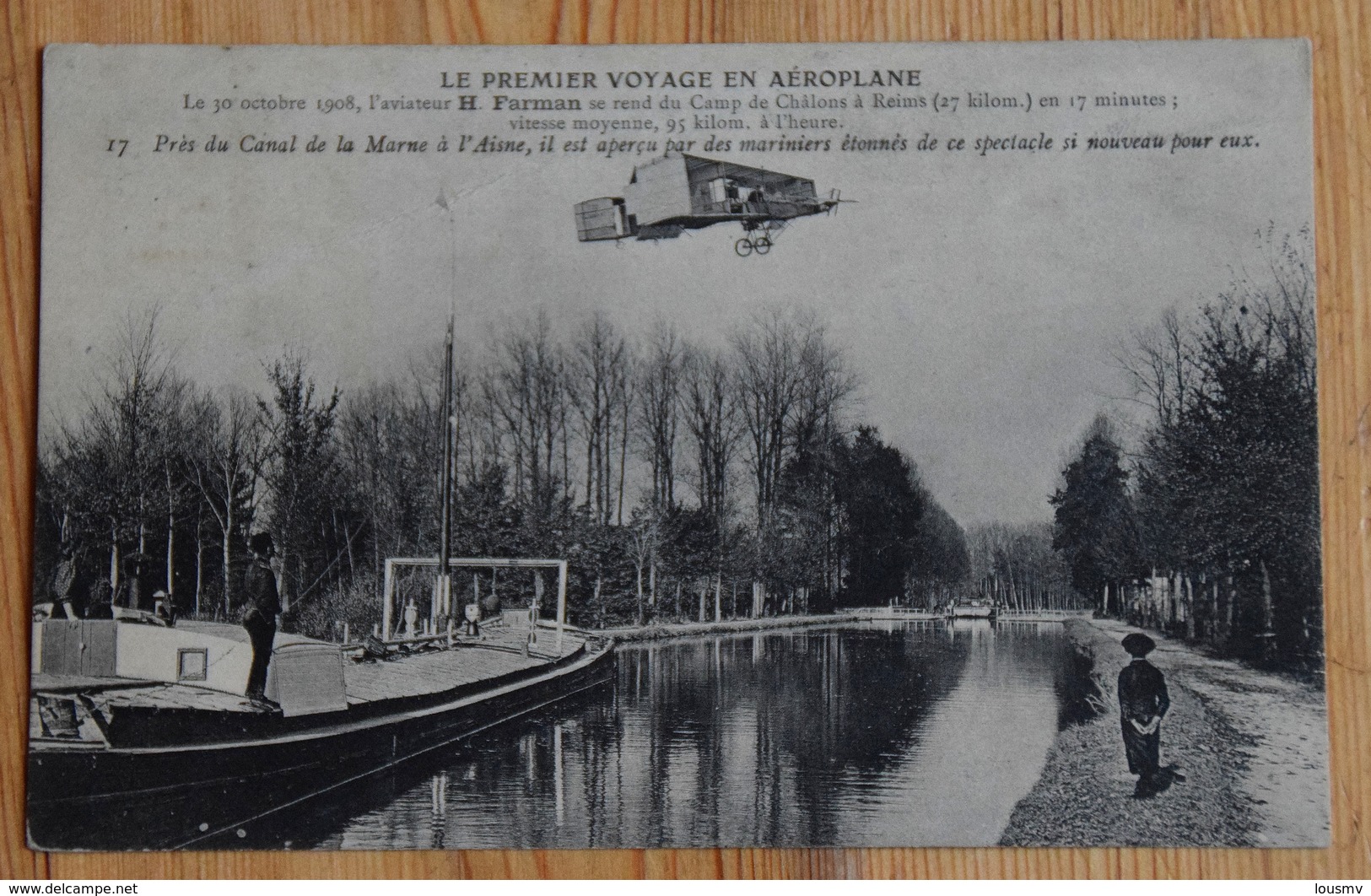 Le Premier Voyage En Aéroplane - H. Farman Le 30 Octobre 1908 - Près Du Canal De La Marne à L'Aisne - Animée - (n°14337) - ....-1914: Précurseurs