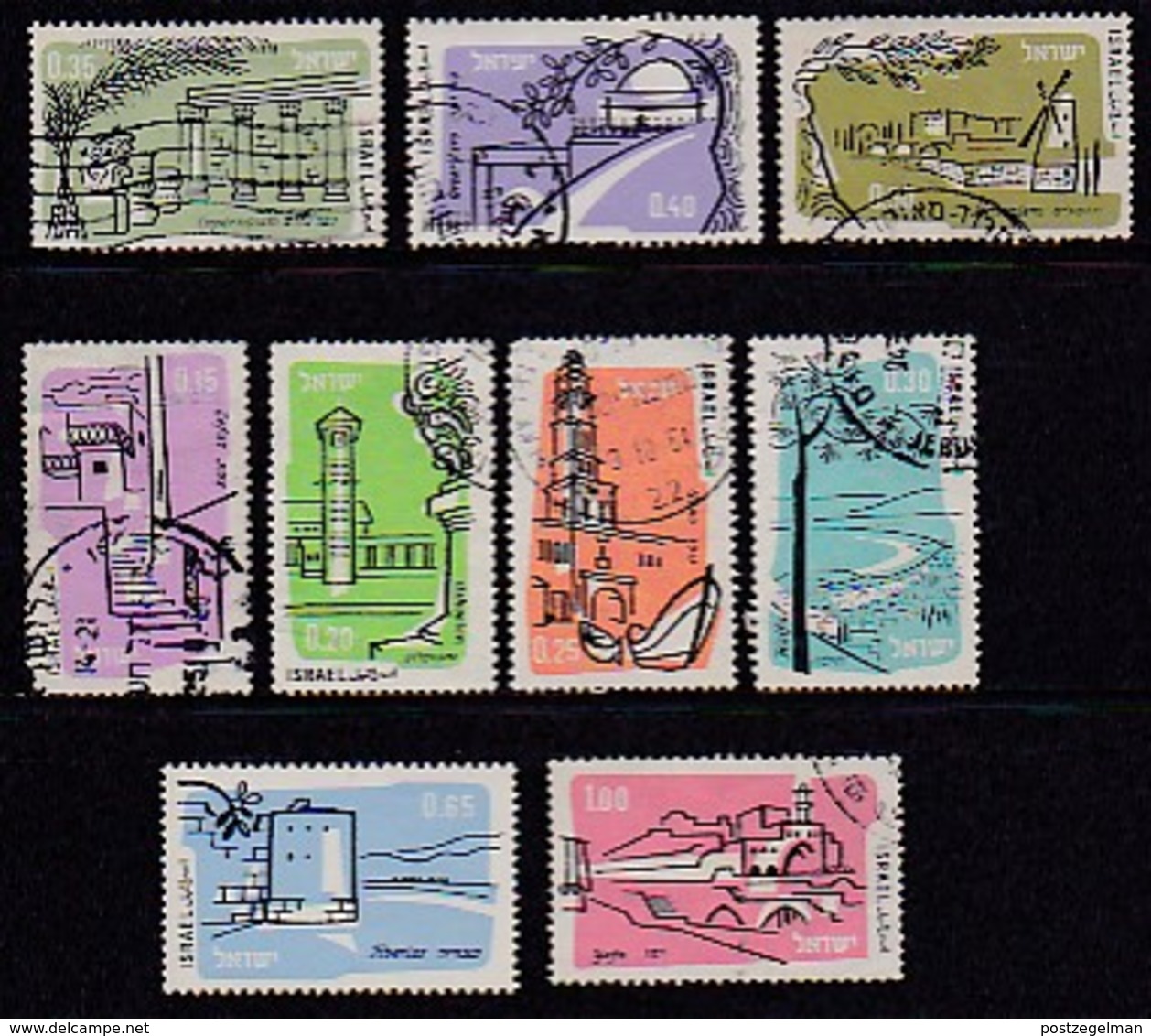 ISRAEL, 1960, Used Stamp(s), Without Tab, Airmail,  SGnr.183=185a, Scannr. 17518,  9 Values Only - Gebruikt (zonder Tabs)