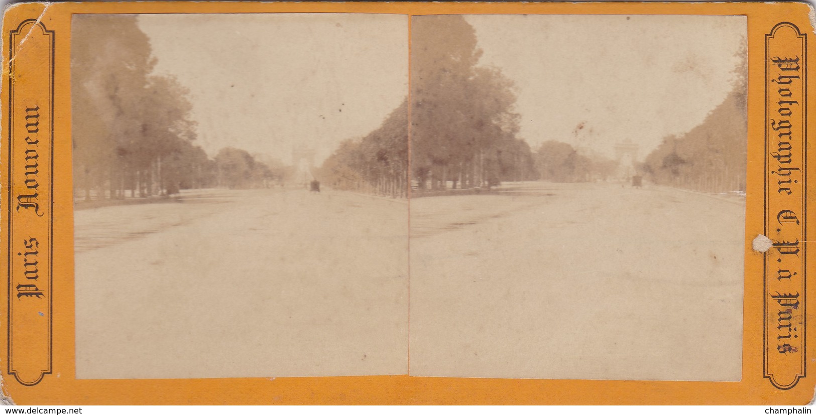 Photographie Sur Carton - Paris Nouveau (75) - Vue Stéréoscopique - Champs Elysées - Photo C.P. à Paris - Stereo-Photographie