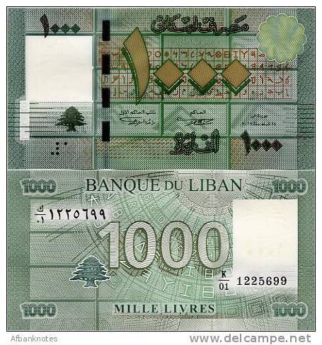 LEBANON      1000 Livres      P-90a    2011   UNC - Liban