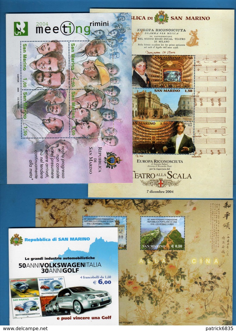 (Riz) S.Marino**-2004 -Annata Completa.32 Valori.+ 4 BF + LIBRETTO. BORDO Di FOGLIO.   MNH.  Vedi Descrizione - Annate Complete