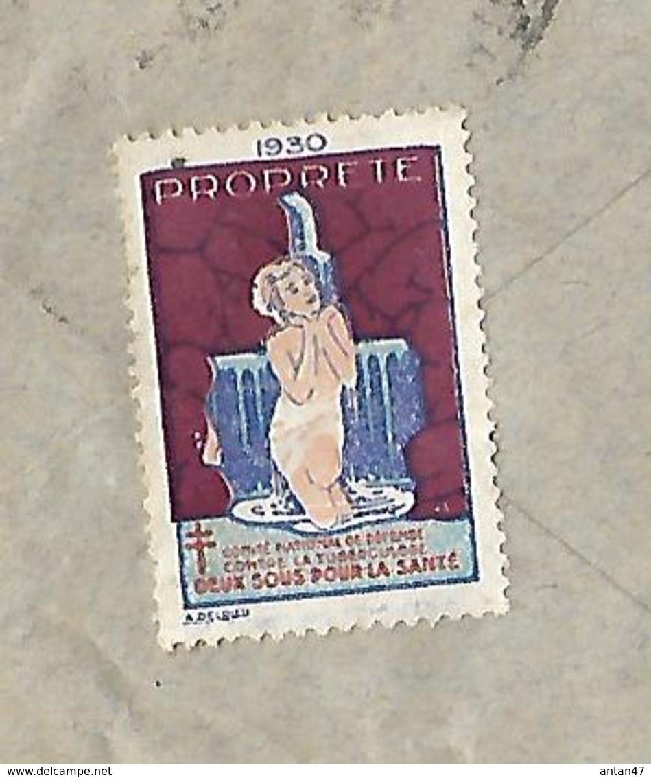 Enveloppe 1930 Vignette Timbre "Propreté" , Deux Sous Pour La Santé / Comité Contre Tuberculose - Cinderellas