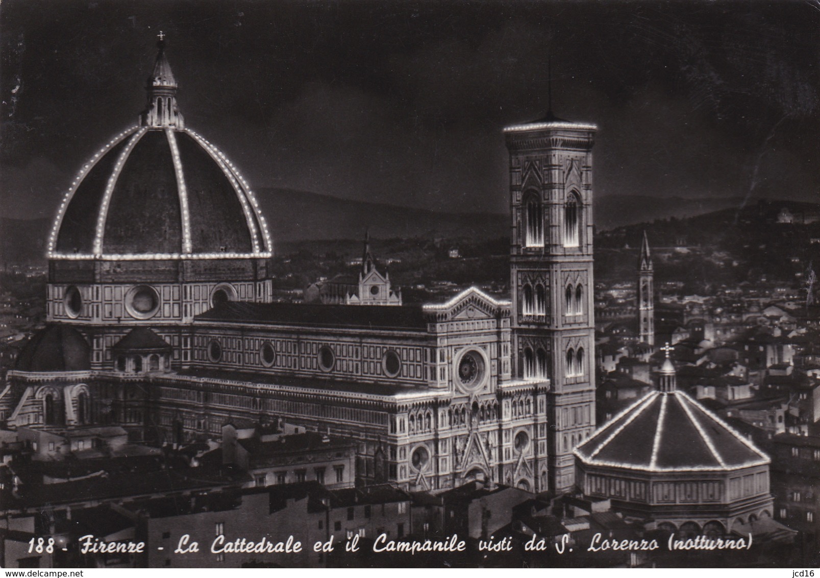 CPA ITALIE FIRENZE La Cttedrale Ed Il Campanile Visti Da S.Lorenzo (notturno) - Firenze (Florence)