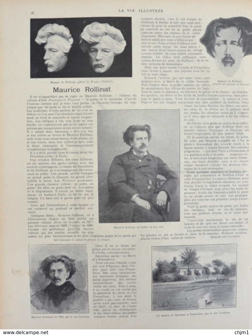 Maurice Rollinat - La Masion De Rollinat à Fresselines - Page Originale 1899 - Historische Dokumente