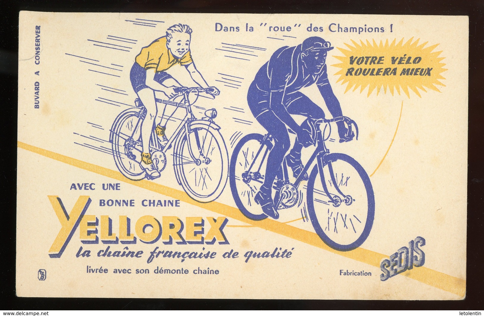 BUVARD:  CHAINE YELLOREX - FORMAT 13,5X21 Cm - Moto & Vélo