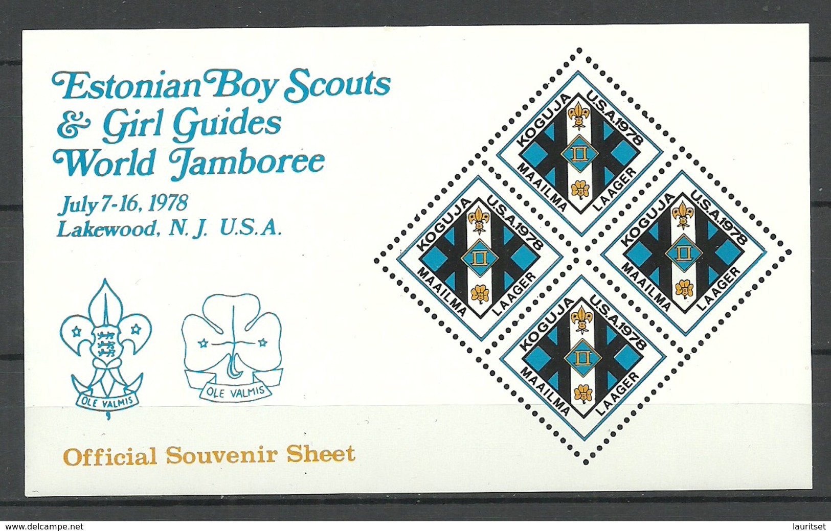 ESTLAND Estonia 1978 Scouting & Guiding Jamboree Lakewood USA S/S * - Other & Unclassified