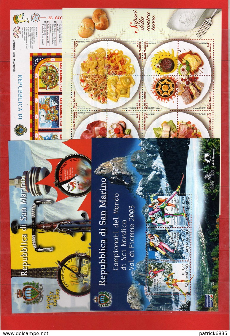 (Riz) S.Marino**-2003 -Annata Completa.37 Valori.+ 4 BF. MOLTI BORDO Di FOGLIO.   MNH.  Vedi Descrizione - Full Years