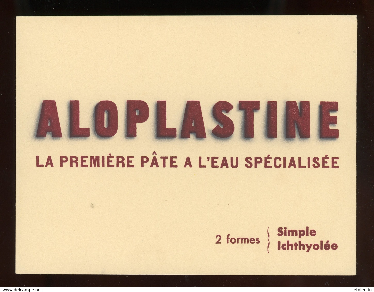 BUVARD: PATE ALOPLASTINE - FORMAT 12X16 Cm - Produits Pharmaceutiques