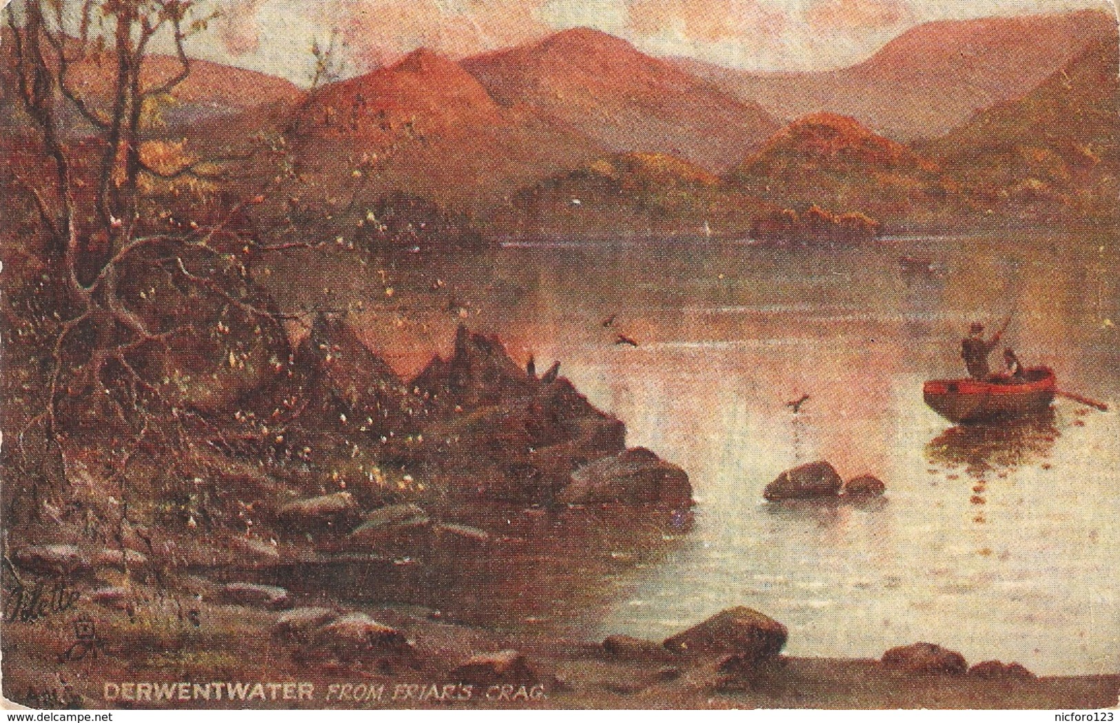 "A. De Breanski. Derwentwater Lake" Tick Oilette Picturesque Eglish Lakes Ser. PC # 7895 - Tuck, Raphael