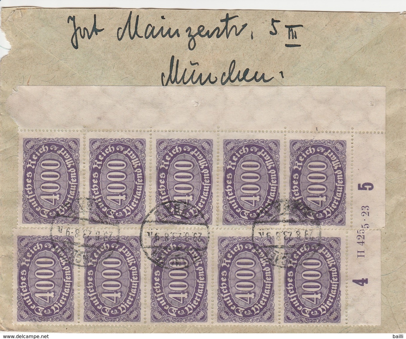 Allemagne Lettre Inflation Taxée En Alsace 1923 - Lettres & Documents