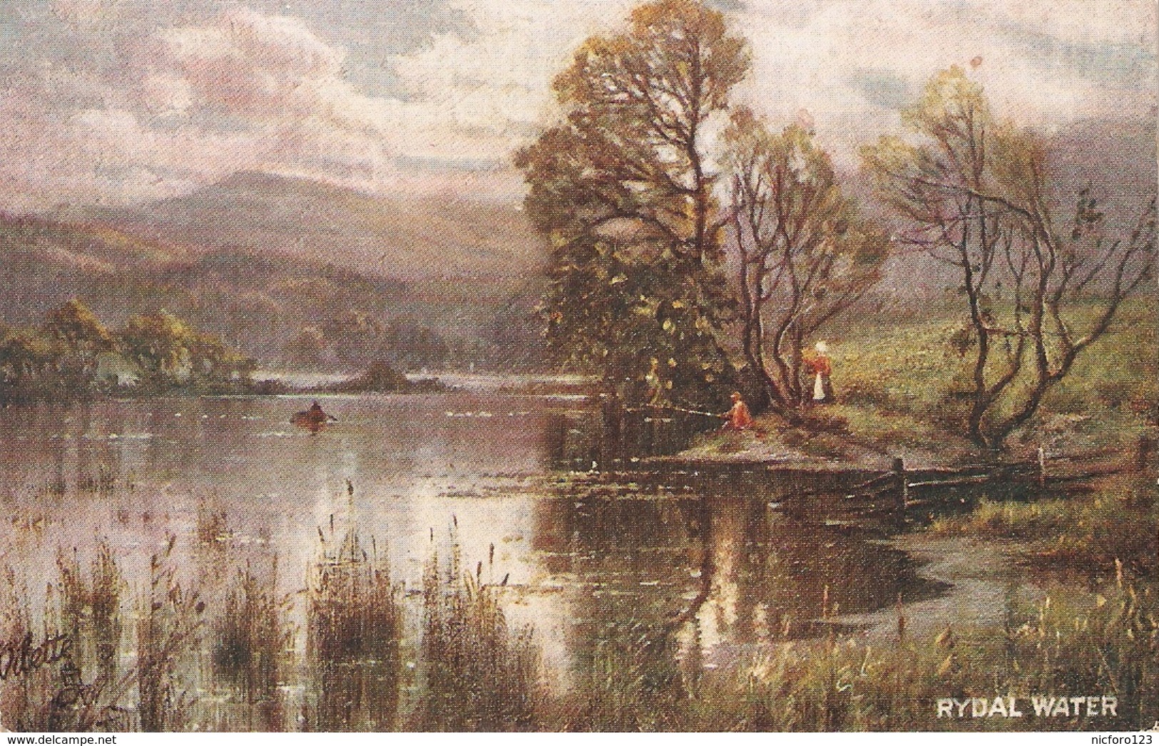 "A. De Breanski. Rydal Water  Lake" Tick Oilette Picturesque Eglish Lakes Ser. PC # 7895 - Tuck, Raphael