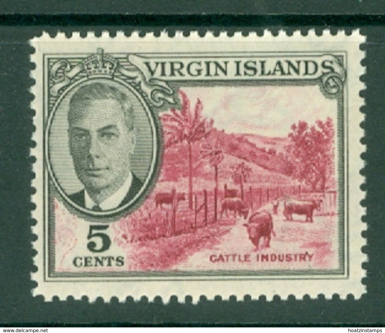 British Virgin Is: 1952   KGVI   SG140   5c   MH - British Virgin Islands