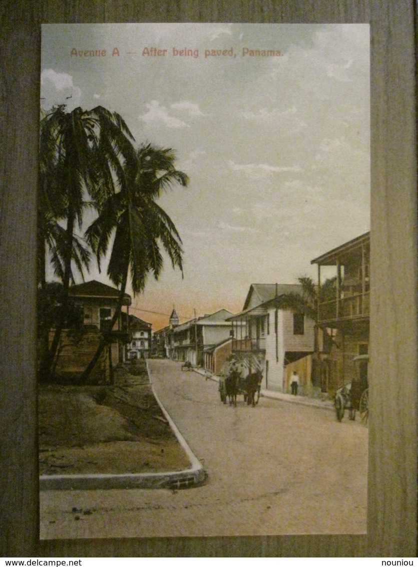 Tarjeta Postal Postcard - Panama - Avenue A - After Being Paved - Carriage - Maduro Jr. 65a (Germany) - Panama