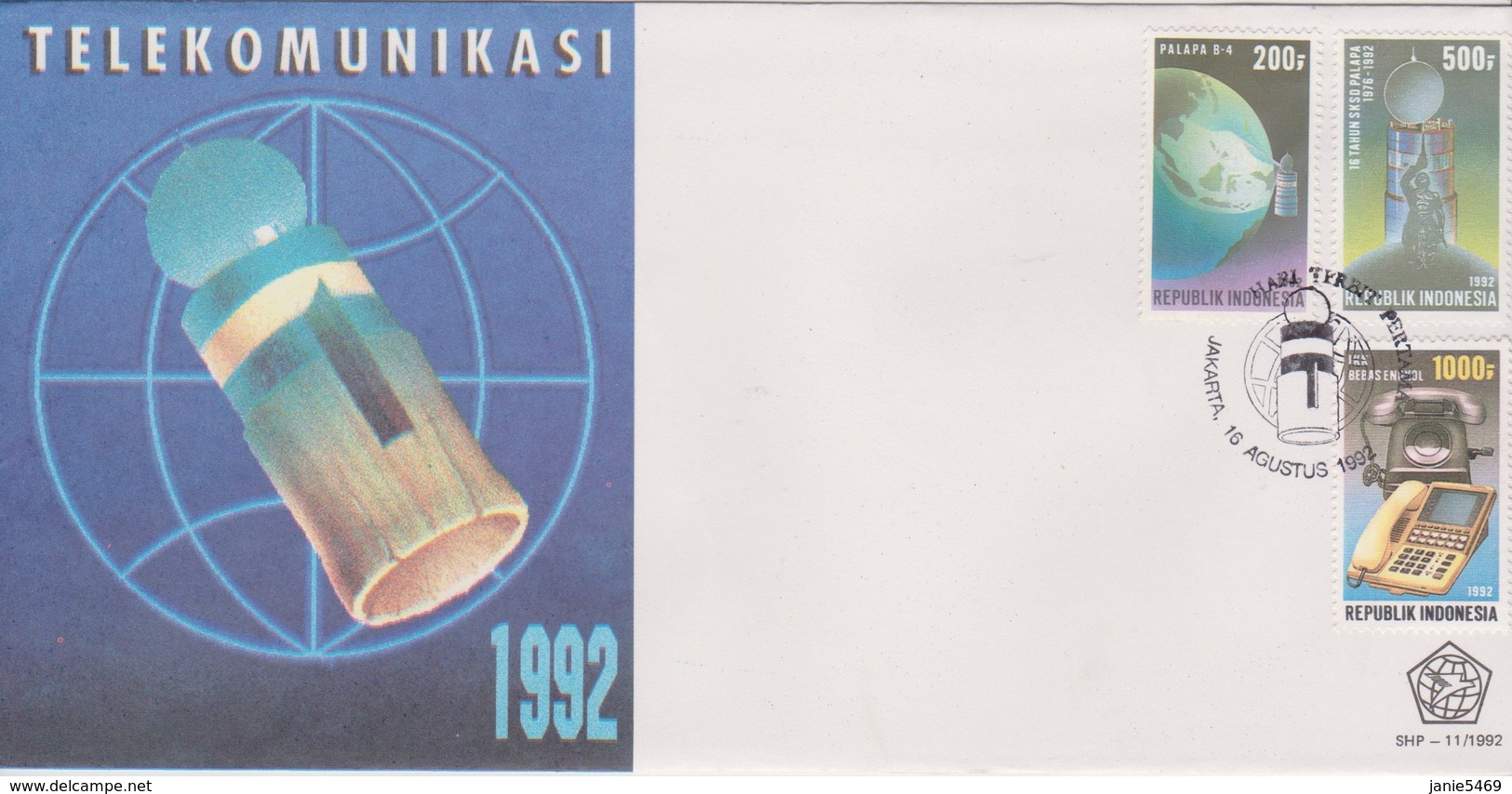 Indonesia 1992 Satellite Communications FDC - Indonesië