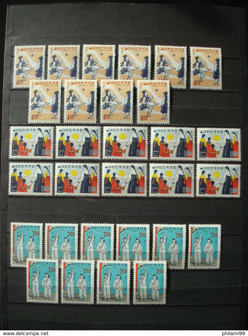 SOUTH KOREA 1967 STOCK X10 Nr 485/487 MNH** / COT. 120 € / FOLKLORE COSTUMS / Corée Du Sud - Korea, South